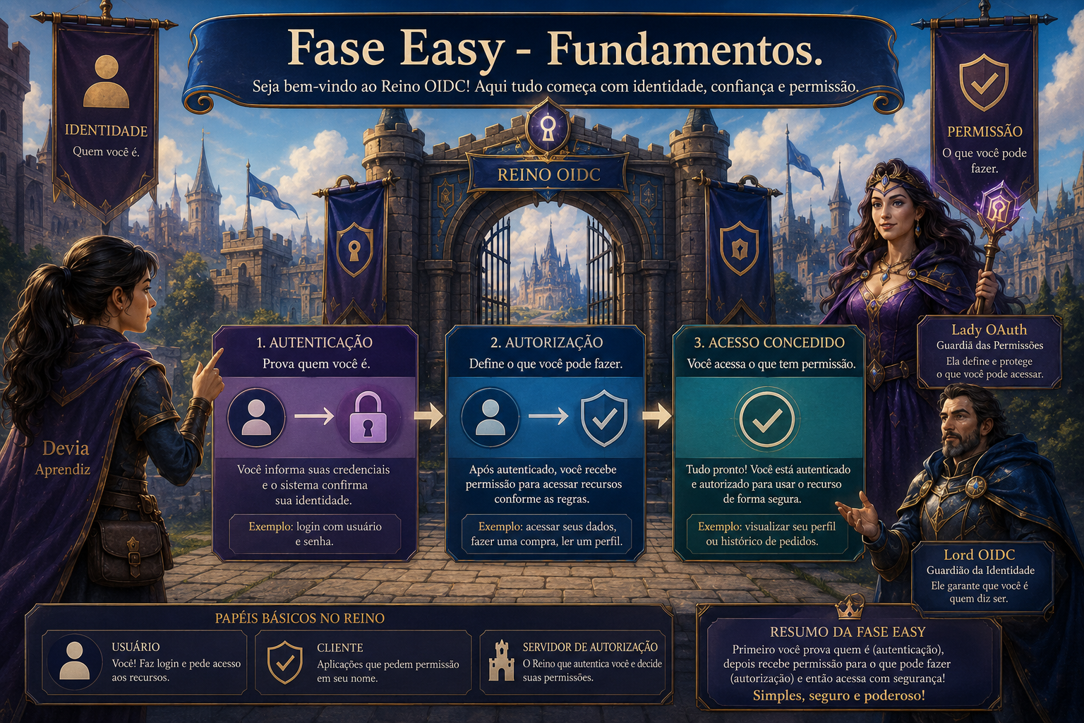 Fase Easy com fundamentos de identidade, autenticação e autorização no Reino OIDC