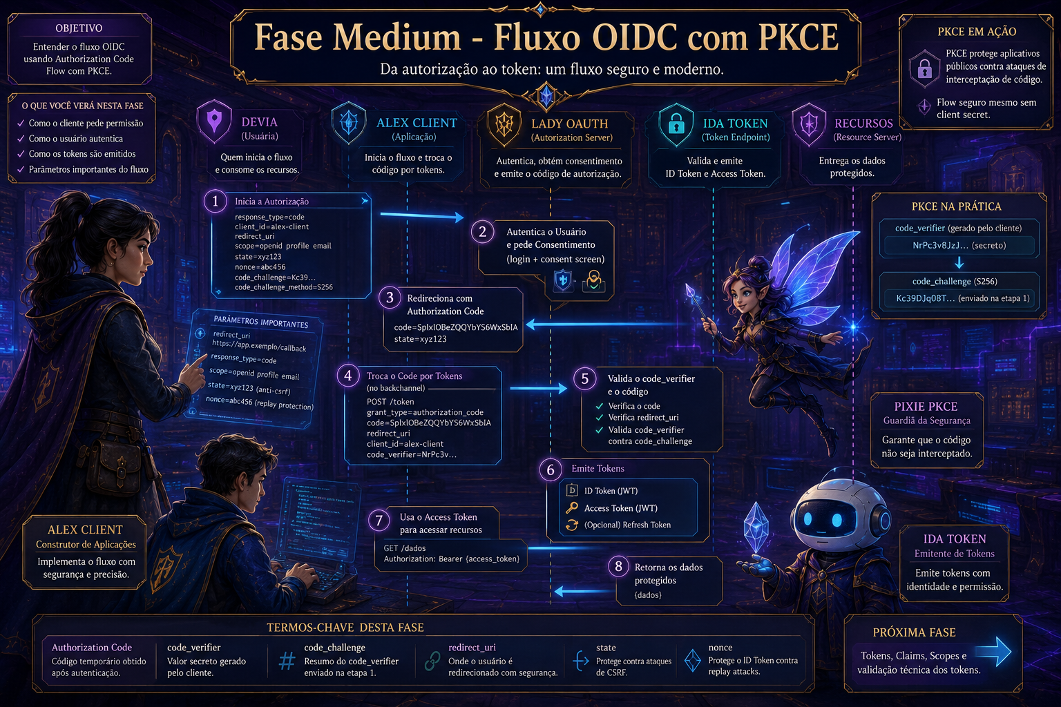 Fase Medium com fluxo Authorization Code e PKCE em progresso técnico